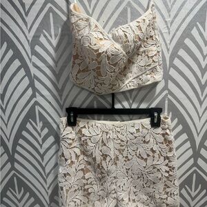 Windsor Cream Lace Crop Top and Shorts Set